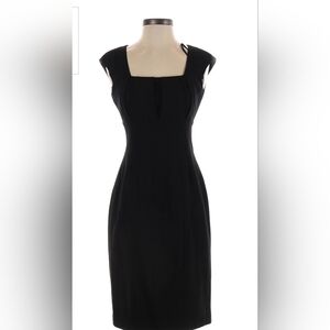 Calvin Klein pleated square neckline sleeveless Little Black Dress. Size 6